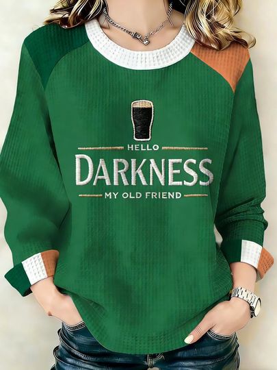 Hello Darkness My Old Friend Waffle long shirt, St Patrick's Day Irish, Beer Drinking Shirt,