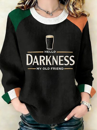 Hello Darkness My Old Friend Waffle Long Sleeve T shirt, Funny Introvert Humor Pullover