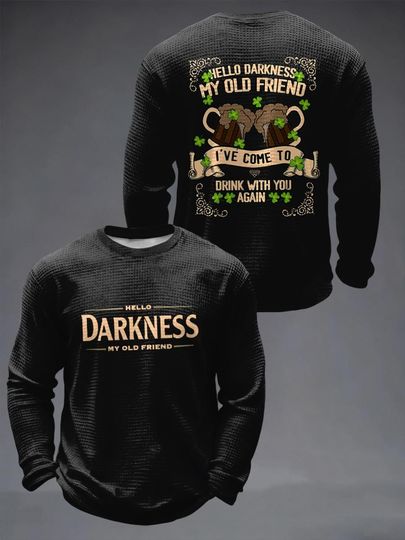 Hello Darkness My Old Friend Waffle Long Sleeve Shirt, Funny Introvert Humor Tee