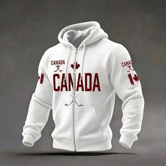 Discover Majestic Canada Flag Jacket, Maple Leaf Souvenir Waffle Hoodie