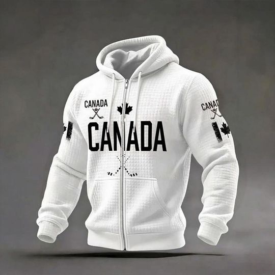 Discover Canada Pride Hockey Waffle Hoodie, Maple Leaf Zipper Jacket, Team Canada Sportswear