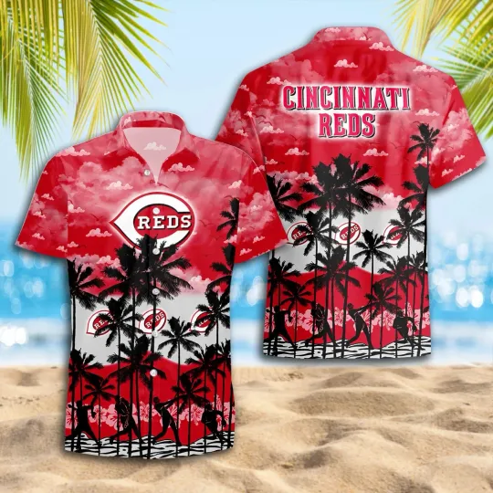 Discover Cincinnati Baseball Team Redss Hawaiian Button Down Shirt Unisex Adults S-5XL