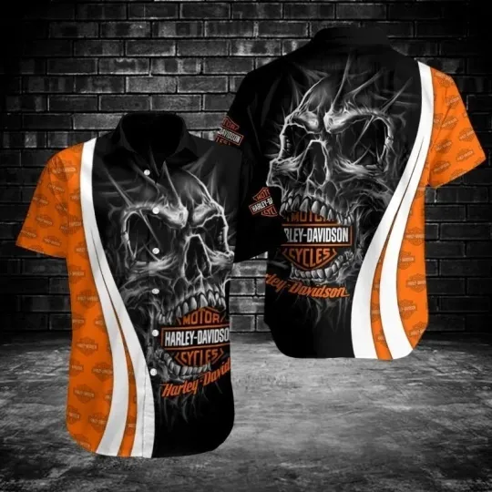 Discover Harley Motor Racing Davidsonn Hawaiian Button Down Shirt Size S-5Xl