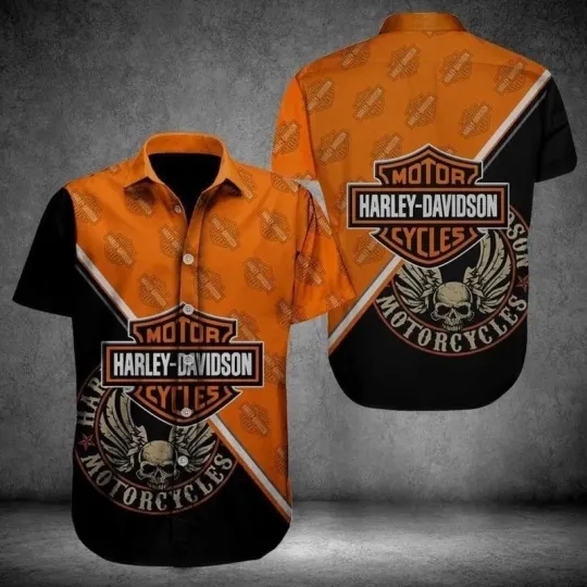 Discover Harley Motor Racing Davidsonn Hawaiian Button Down Shirt Size S-5Xl