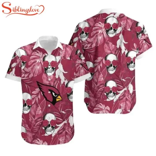 Discover Arizonna Football Team Cardinalss Coconut Leaves And Skulls Hawaiian Shirt For Fa