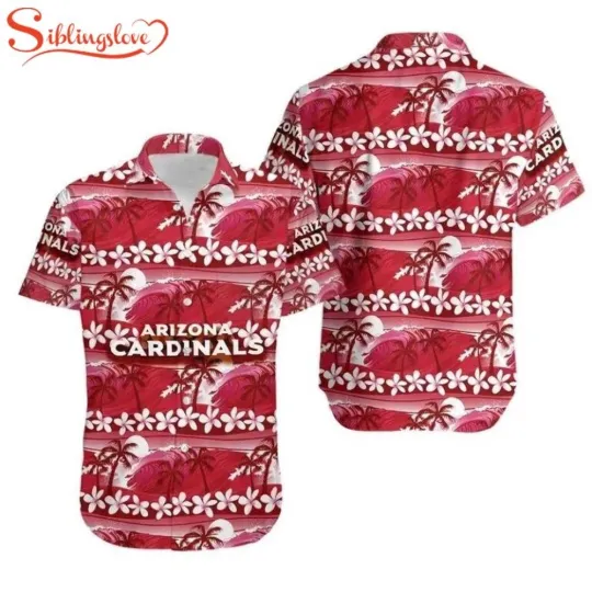 Discover Arizonna Football Team Cardinalss Coconut Trees Pattern Hawaiian Shirt For Fans