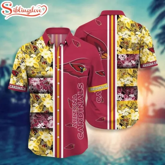 Discover Arizonna Football Team Cardinalss Hibiscus Pattern Hawaiian Shirt For Fans