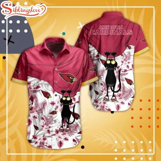 Discover Arizonna Football Team Cardinalss Black Cat Hawaiian Shirt For Fans