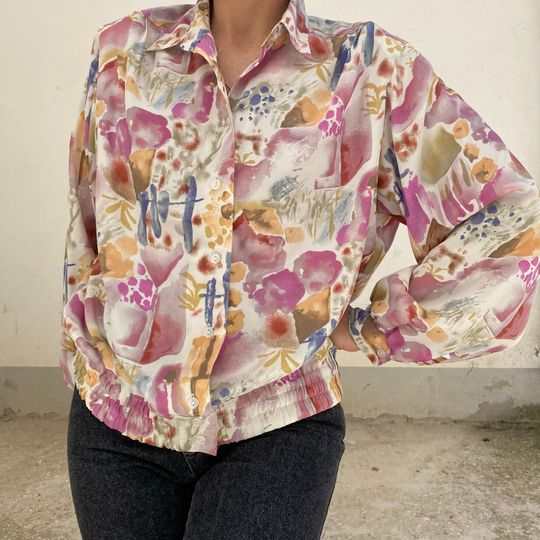 Discover Watercolor 70s Vintage Floral Blouse for Women