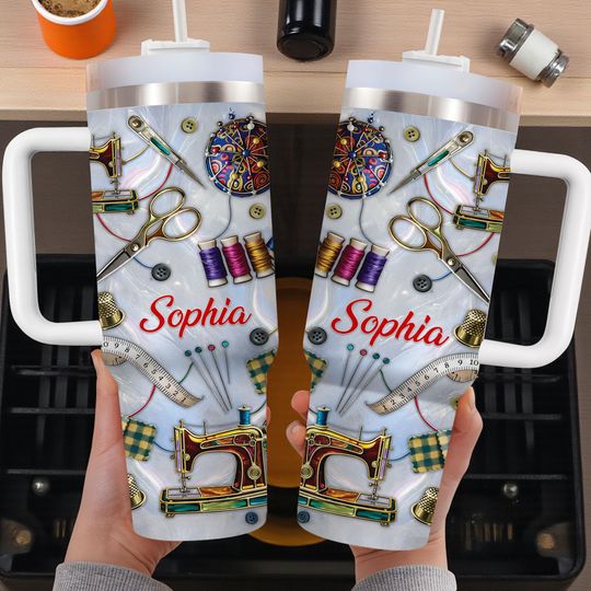Discover Personalized Sewing 40 OZ Tumbler, Sewing Machine & Tools Travel Mug, Stainless Steel Cup, Sewing Lover 40oz Stainless Steel Tumbler