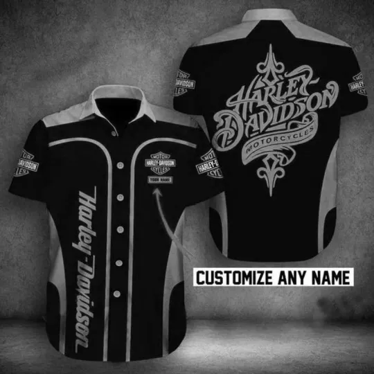 Discover Personalized Harley Motor Racing Davidsonn Hawaiian Button Down Shirt Size S-5Xl