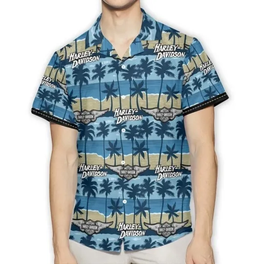 Discover Personalized Harley Motor Racing Davidsonn Hawaiian Button Down Shirt Size S-5Xl