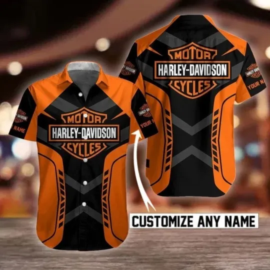 Discover Personalized Harley Motor Racing Davidsonn Hawaiian Button Down Shirt Size S-5Xl