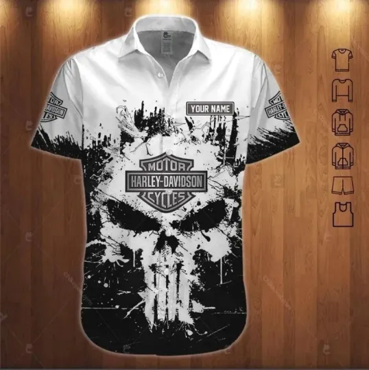 Discover Harley Motor Racing Davidsonn Hawaiian Button Down Shirt Size S-5Xl