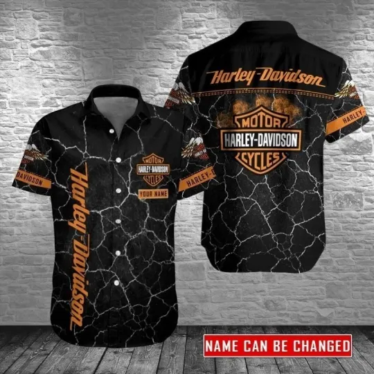 Discover Personalized Harley Motor Racing Davidsonn Hawaiian Button Down Shirt Size S-5Xl