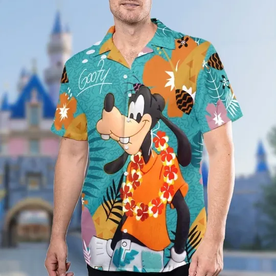 Discover Disney Goofy Dog Hawaiian Shirt, Goofy Movie Button Up Shirt Holiday, Dog Hawaii