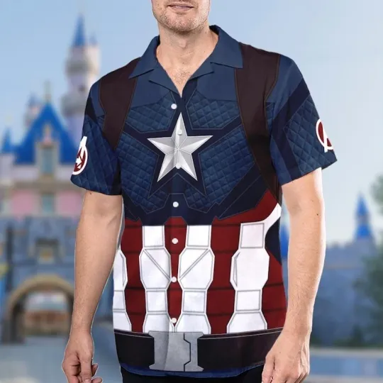 Disney Captain America Hawaii Shirt, Captain America Cosplay Costume All Over Pr