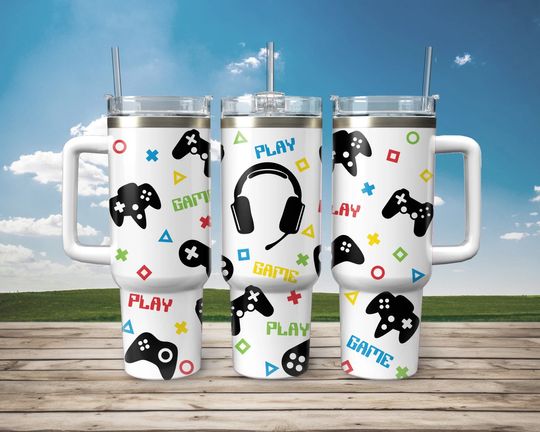 Discover Play and Game , Christmas, 40oz Tumbler, Tumbler With Lid and Straw,Perfect Gift