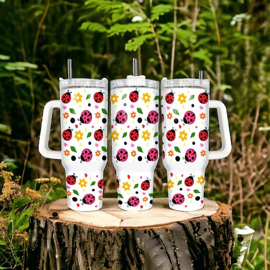 Discover Ladybug , 40oz Tumbler, Tumbler With Lid and Straw,Perfect Gift