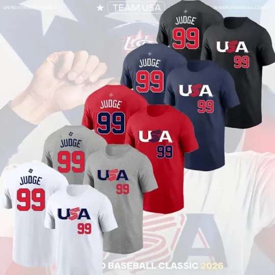 Discover Aaron Judge #99 USA Team 2026 World Baseball Player Name & Number For Fans