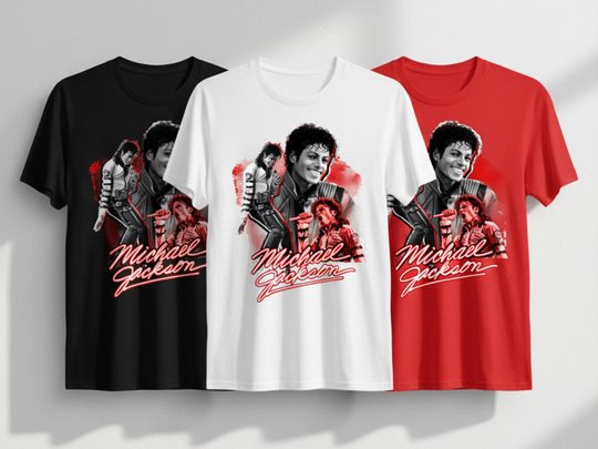 Michael Jackson Graphic Tee - Vintage Retro Music Icon Shirt, Soft Cotton, Twill Shoulder Tape