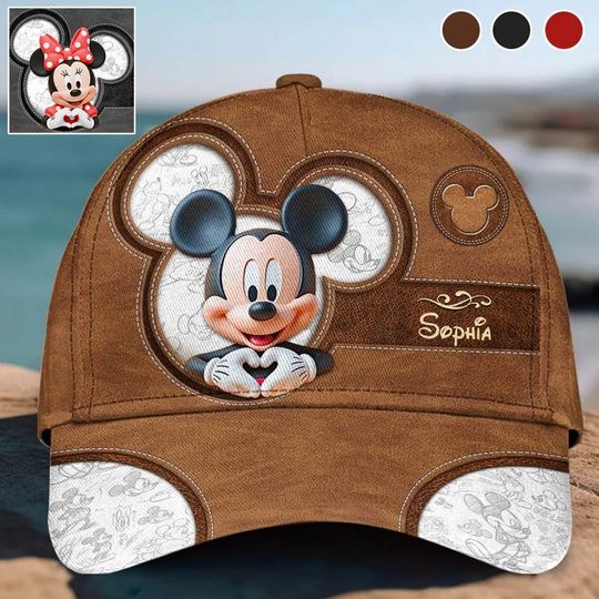 Discover Personalized Cute Mouse Leather Pattern Classic Cap, Lovely Mouse Hat for Cartoon Fan, Trip to Disneyland Hat, Gift for Her ipatudsn20272