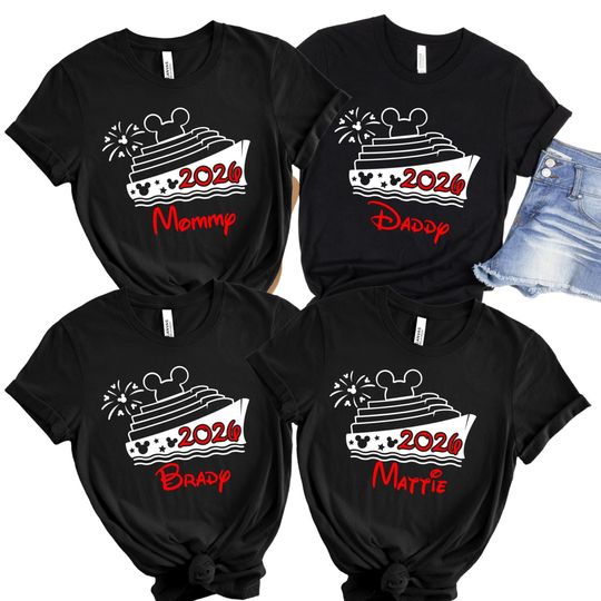 Discover 2026 Disney Year Personal Ship Family Name Vacation Shirts Matching Cruise Shirts Disney Shirts Disney Mickey DCL Disney Cruise Group