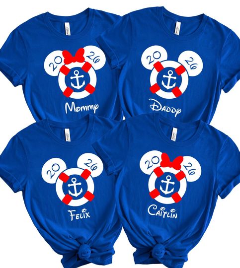 Discover 2026 Disney Cruise Year Personalized Family Name Vacation Shirts Matching Cruise Disney Shirts Disney Mickey DCL Life Preserver Group