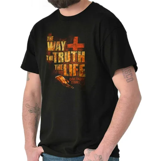 Discover Christian The Way The Truth The Life Cross Womens or Mens Crewneck T Shirt Tee