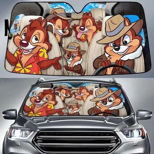 Discover Chip And Dale Car Sunshade, Disneyland Chip And Dale Sunshade, Chip Dale Family Sunshade, Chip Dale Vacation Funny Car Windshield Cover