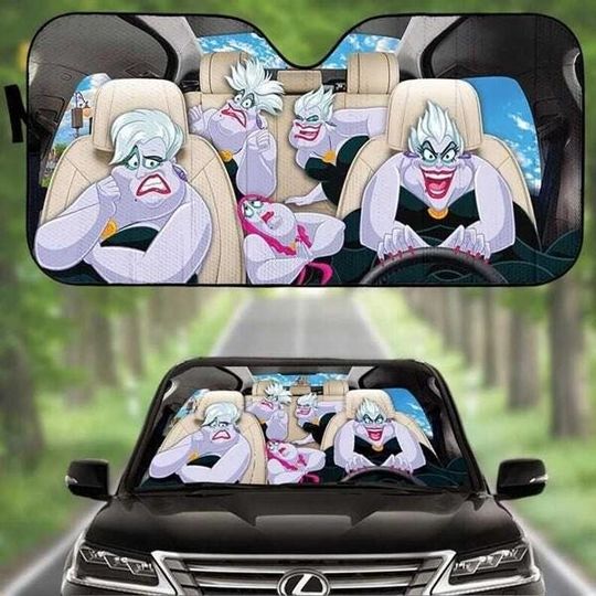 Discover Disneyland Ursula Car Sunshade, Funny Ursula Car Shade, Disneyland Villain Character Sunshade, Little Mermaid Bad Witch Car Accessory