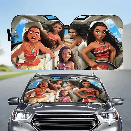 Disneyland Moana Car Sun Shade, Moana And Maui Car Decor, Moana 2 Car Decoration, Movie Car Windshield, Cartoon SunShade, Magic Kingdom
