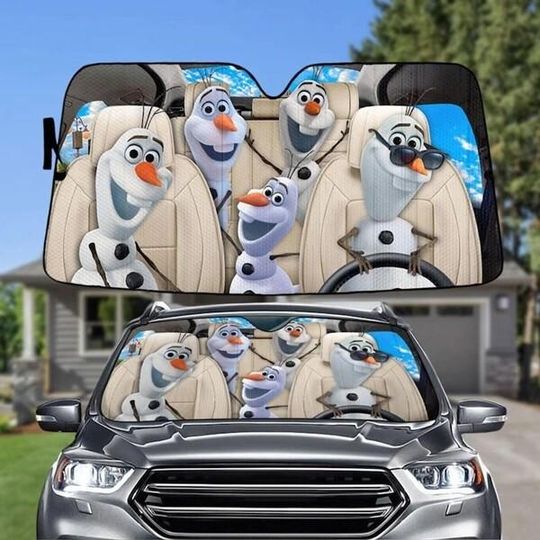 Olaf Car Sunshade, Funny Olaf Car Shade, Olaf Auto Sunshade, DisneyFrozen Sunshade, Elsa Anna Olaf Snowman Sunshade, DisneyTrip Car Shade