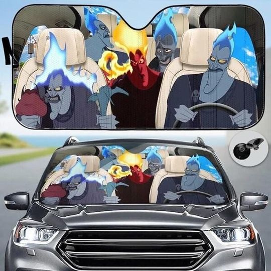 Hades Car Sunshade, Hades Hercules Car Shade, Disneyland Villains Sunshade, Disneyworld Villains Auto Sunshade, Disneyland Hercules Sunshade