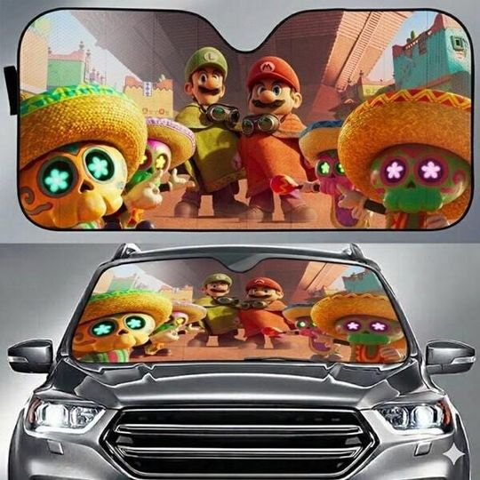 The Super Mario Galaxy Movie 2026 Car Sunshade, Super Mario Movie Car Accessory, Mario Yoshi Peach Lover Car Windshield, Gift For Mario Fans