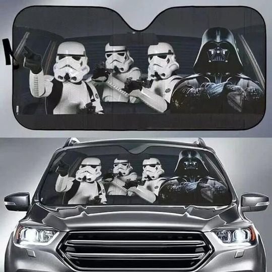 Discover Funny Darth Vader And Stormtrooper Car Sun Shade, StarWars Sunshade, Disneyland Movie Car Windshield, Starwars Galaxy's Edge Car Accessory