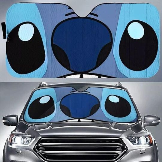 Discover Stitch Face Sunshade Car, Lilo And Stitch Car Sunshade, Stitch Car Windshield, Disneyland Car Decoration, Auto Sun Shade, Car Screen Dcor