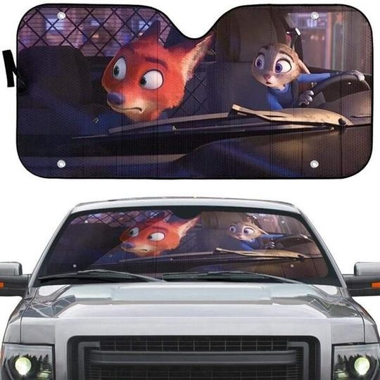 Discover Disneyland Zootopia 2 Judy And Nick Car Sunshade, Disneyland Animal Characters Sunshade, Zootopia Lovers Gift, Car Sun Shade Accessories