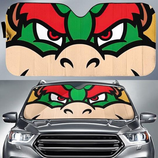 Super Mario Bowser Movie Car SunShade, Mario Video Game Windshield, Gaming Car Accessories, Mario Bros Car Sunshade, Game Lover Gift For Him