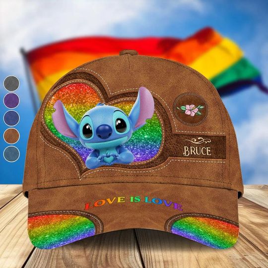 Discover Personalized LGBT Ohana Classic Cap, Love Is Love Stitch Angel Hat for Pride Month, LGBTQ Hat, Gay Lesbian Bisexual Gift ipatulgt00027