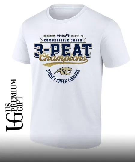 Discover Cougars Competitive Cheer Division 1 MHSAA 3-Peat Champions shirt