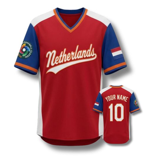 Discover Netherlands Football Jersey, World Baseball Classic 2026 Fan Shirt, Custom Name & Number, Unisex Button Up