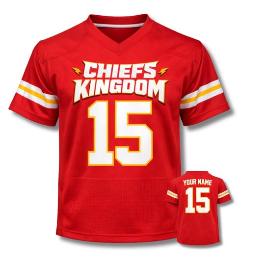Discover Kansas City Football Fan Jersey, Chiefs Kingdom 15 Shirt, Custom Name & Number Game Day Tee