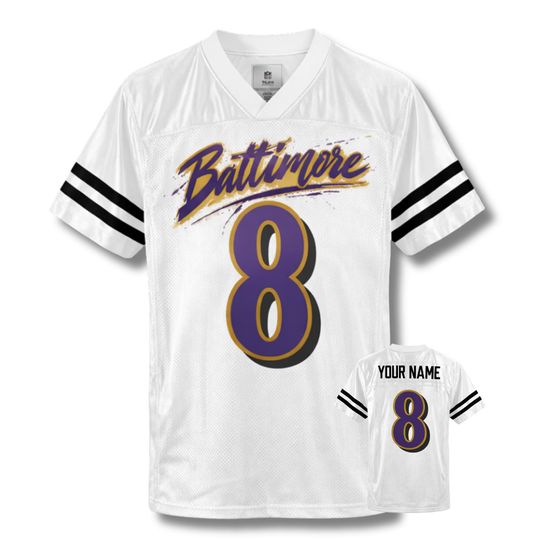 Discover Baltimore Football Fan Jersey, Purple Game Day Shirt, Custom Name Number Fan Tee
