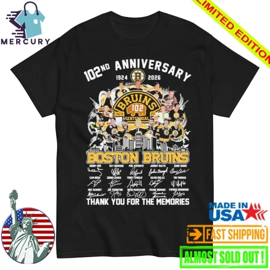 Boston Bruins 102nd Anniversary 1924-2026 Signature Thank You Shirt