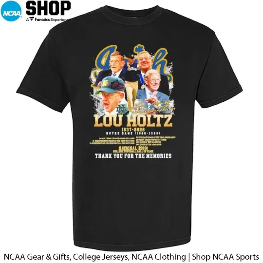 Discover Lou Holtz 1937-2026 Thank For Memories Signature T- Shirt