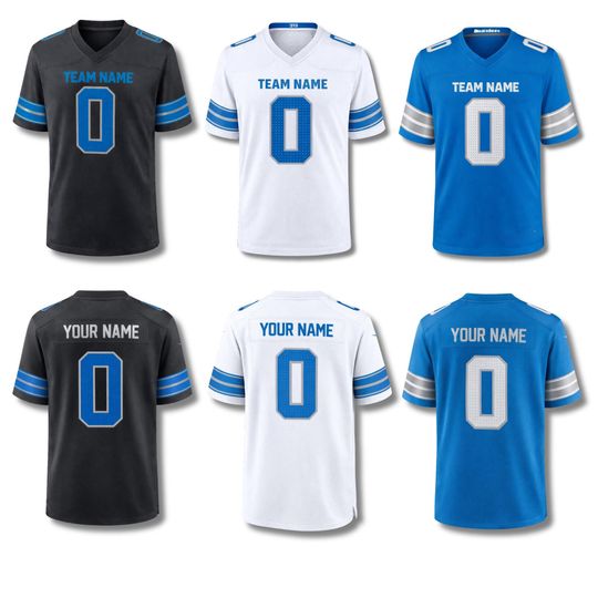 Discover Detroit Custom Football Jersey, Personalized Name Number Lions Fan Shirt, Game Day Gift
