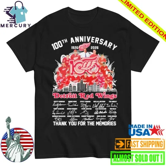 Discover Detroit Red Wings 100th Anniversary 1926-2026 Signature Thank You Shirt