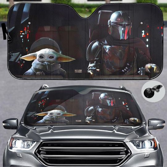 Discover Mandalorian Baby Yoda Car Sunshade, Star Wars Windshield Shade, Grogu Driving Cover, Galaxy Car Accessory, Star Wars Gift