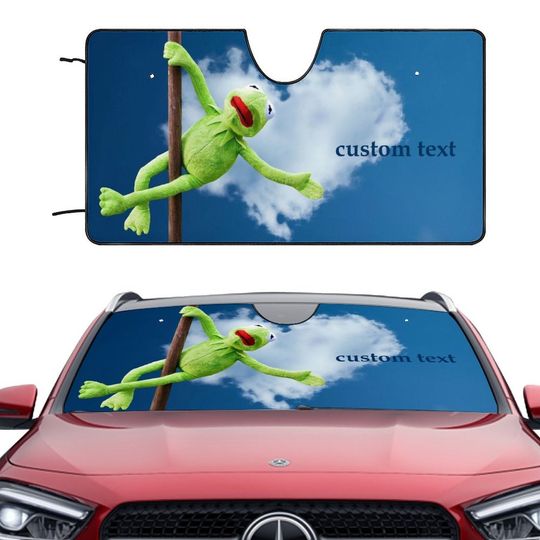 Discover Funny frog car visor,Kermit Frog Car Windshield Sun Shade,Blocks UV Ray Sun Visor Protector Sunshade,Thickened Foldable Reflective Sun Visor